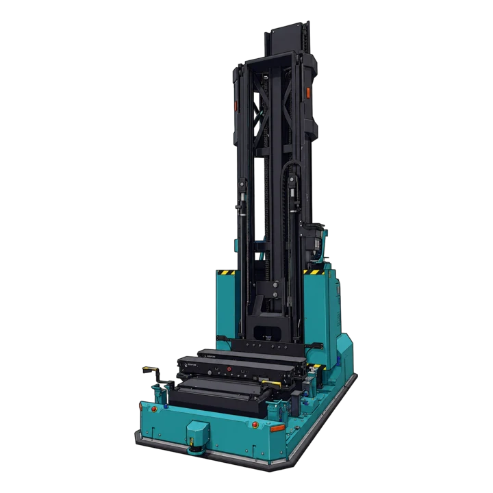AGV A10 con forche telescopiche abbassate visto posteriormente